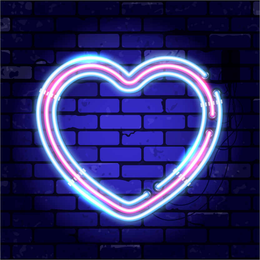 Premium poster Heart - neon sign