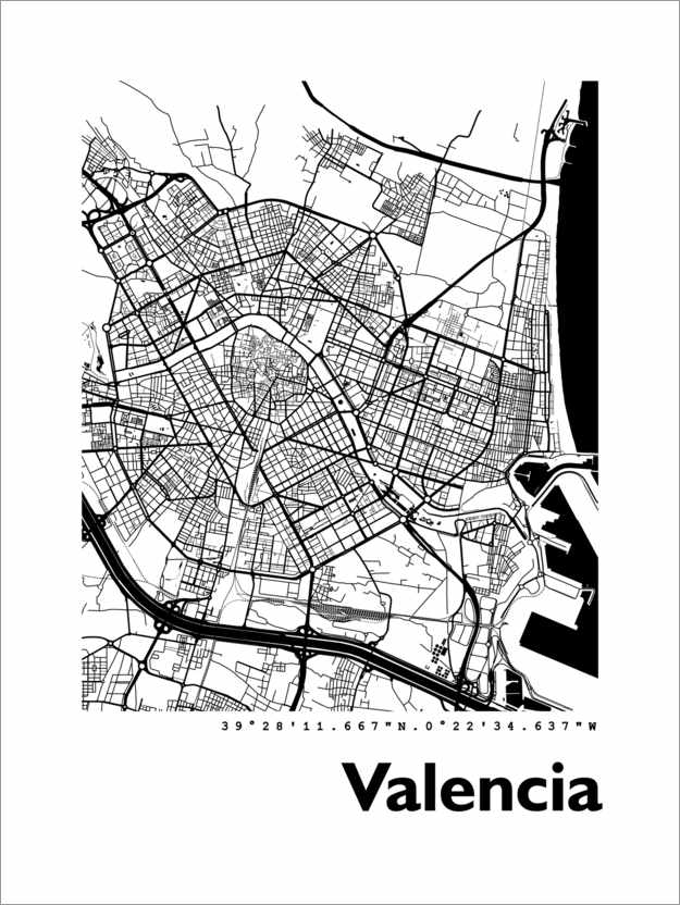 Premium poster Valencia map
