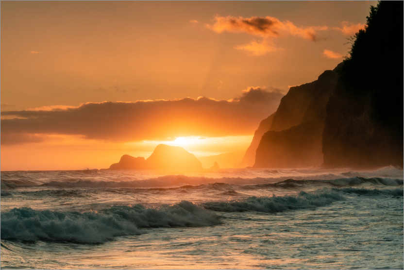 Poster Sunrise on the coast of Hawaii