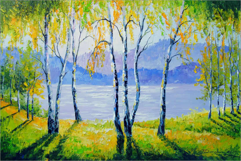 Poster Birches by the river