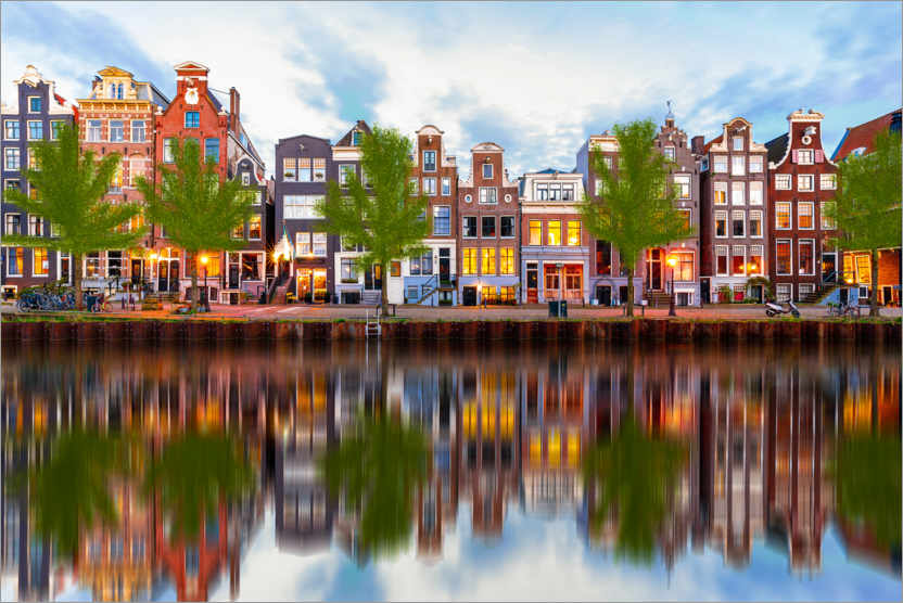 Poster Beautiful canal houses in Amsterdam, Holland