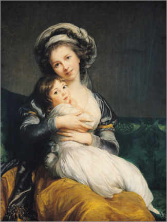 Muursticker  Elisabeth Louise Vigee-Lebrun with turban and child - Elisabeth Louise Vigee-Lebrun
