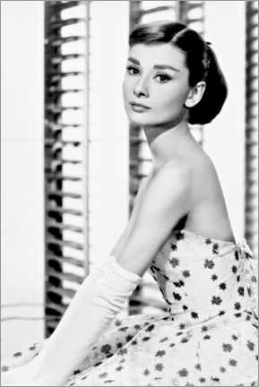 Premium poster  Audrey Hepburn in bloemenjurk - Celebrity Collection