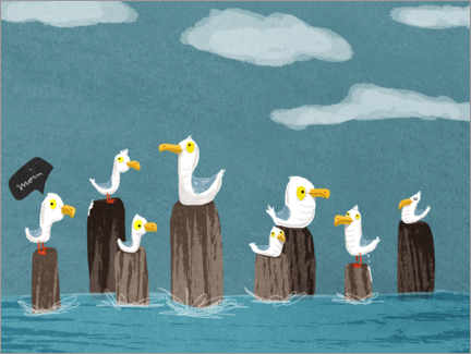 Acrylglas print  Seagulls Gang - Julia Reyelt