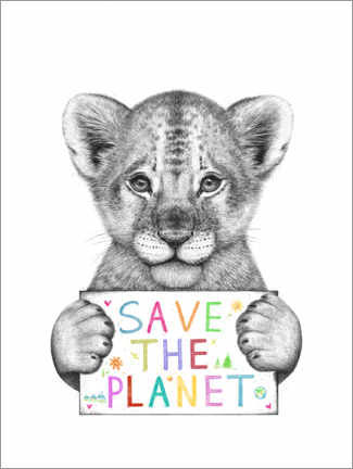 Premium poster Leeuwtje save the planet