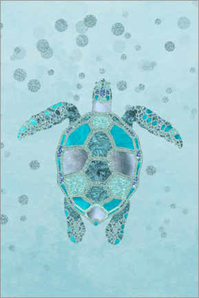 Muursticker  Blue turtle - Andrea Haase