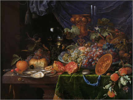 Premium poster Still life with fruit and oysters