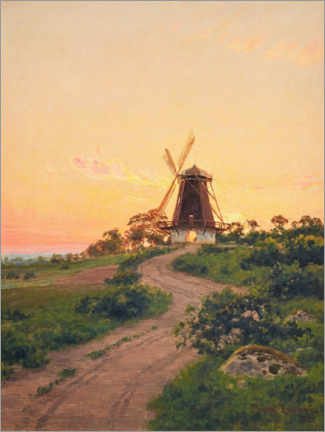 Muursticker  Windmill at sunrise - Johan Krouthén