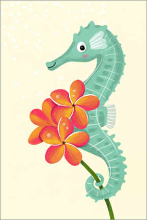 Poster Flowerpower seahorse