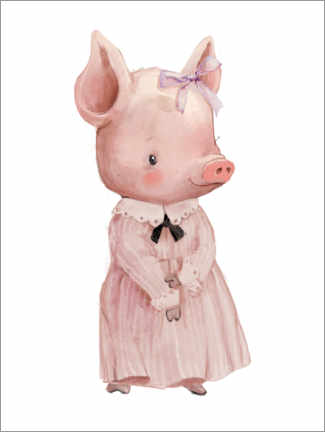 Aluminium print  Piggy in a pink dress - Eve Farb