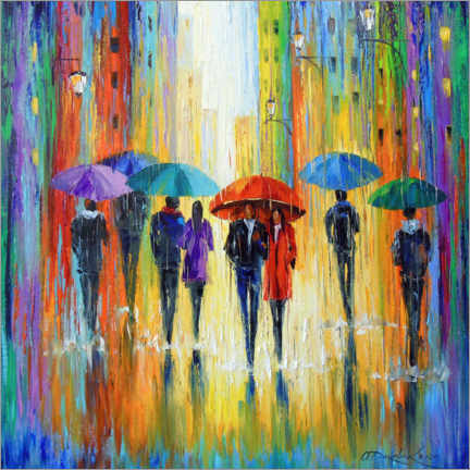Premium poster Romantic walk through the rain