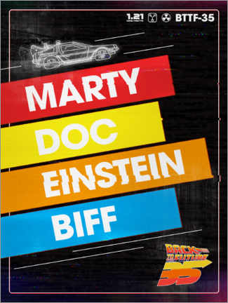 Canvas print  Marty, Doc, Einstein, Biff
