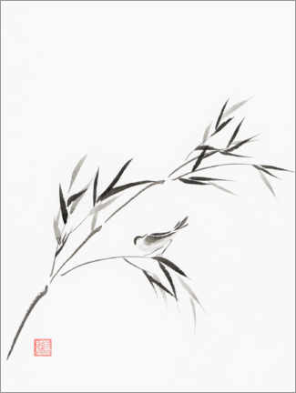 Acrylglas print  Bird on a bamboo branch - Maxim Images