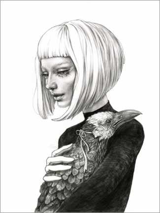 Gallery print  Black Raven in a White Raven's Mask - Eva Gamayun