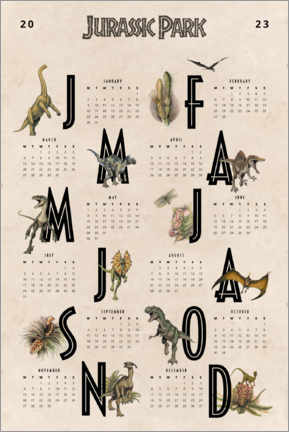 Acrylglas print  Jurassic Park Calendar Poster 2022