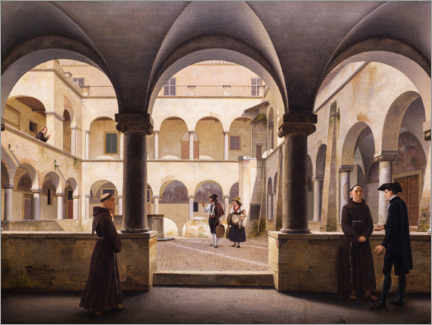 PVC print  The great cloister of Santa Maria in Aracoeli - Christoffer Wilhelm Eckersberg