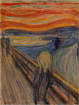 Hout print  De Schreeuw (schilderij) 1893 - Edvard Munch