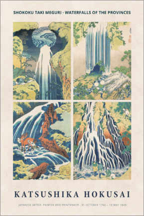 Poster Katsushika Hokusai - Waterfalls