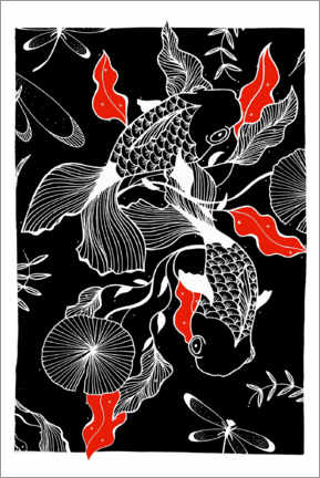 Gallery print  Dream Lake - Black and white fish pond - Chromakane