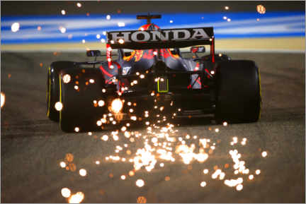 Hout print  Max Verstappen, shower of sparks, Bahrain Grand Prix 2021