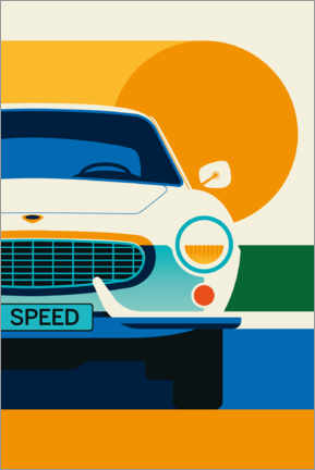 Canvas print  White vintage sports car front - Bo Lundberg