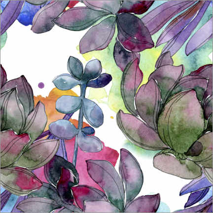 Canvas print  Leaves in watercolor