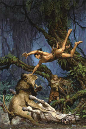 Canvas print  Tarzan and the Jewels of Opar - Fight Scene - Joe Jusko