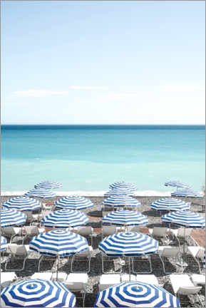 Acrylglas print  Blue Beach Umbrellas In Nice, France - Henrike Schenk