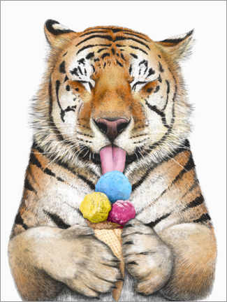 Acrylglas print  Tiger with ice cream - Valeriya Korenkova