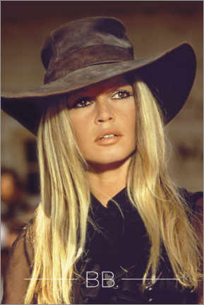 Canvas print  Brigitte Bardot with a cowboy hat