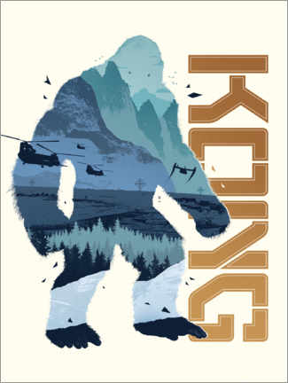 Premium poster  Kong Blue Silhouette