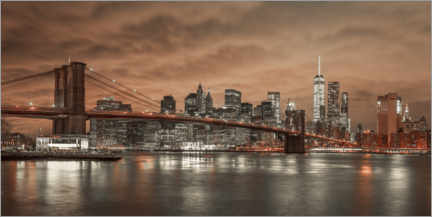 Muursticker  Brooklyn Bridge over East River - Assaf Frank