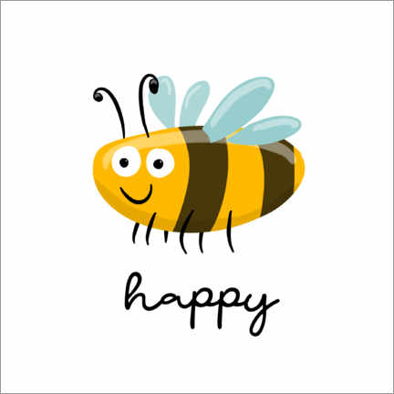 Hout print  Bee happy - Heyduda