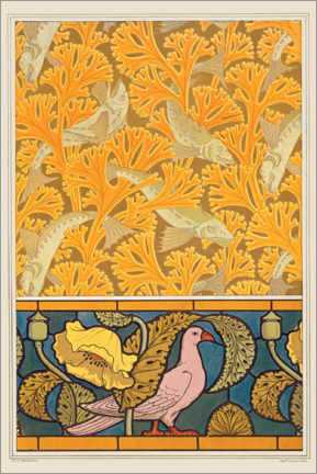 Acrylglas print  Design for Fish and Seaweed, Pigeon and Poppies - Maurice Pillard Verneuil