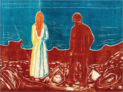 Hout print  Two Human Beings. The Lonely Ones - Edvard Munch