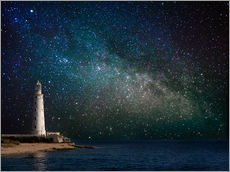 Muursticker  Lighthouse in starlight