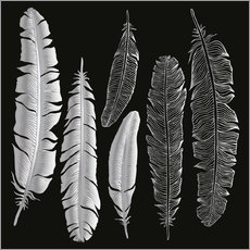 Muursticker  Feathers in silver