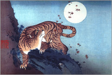 Muursticker  De tijger en de volle maan - Katsushika Hokusai