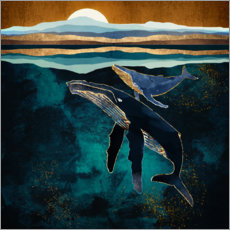 Poster  Moonlit Whales - SpaceFrog Designs