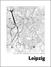 Poster City map of Leipzig
