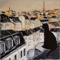 Muursticker  Black cat on a roof in Paris - JIEL