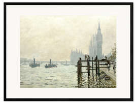 Ingelijste kunstdruk  De Thames onder Westminster - Claude Monet