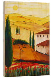 Hout print  Tuscan idyll 3 (brighter) - Christine Huwer