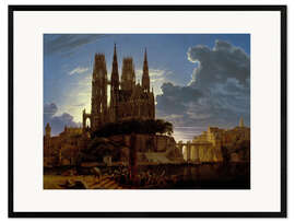 Ingelijste kunstdruk  Cathedral over a city - Karl Friedrich Schinkel