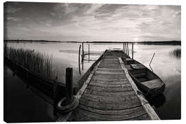 Canvas print  Wooden pier on lake, black and white - Frank Herrmann