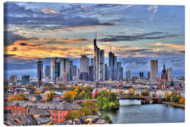 Canvas print  Frankfurt skyline in the evening light - HDR - HADYPHOTO