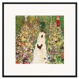 Ingelijste kunstdruk  Garden Path with Chickens - Gustav Klimt