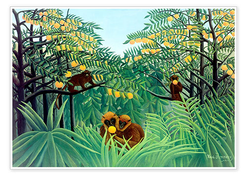 Premium poster Apes in the orange grove