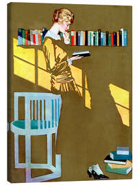 Canvas print  Reading by the bookshelf - Clarence Coles Phillips