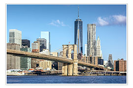 Premium poster New York: Brooklyn Bridge and World Trade Center